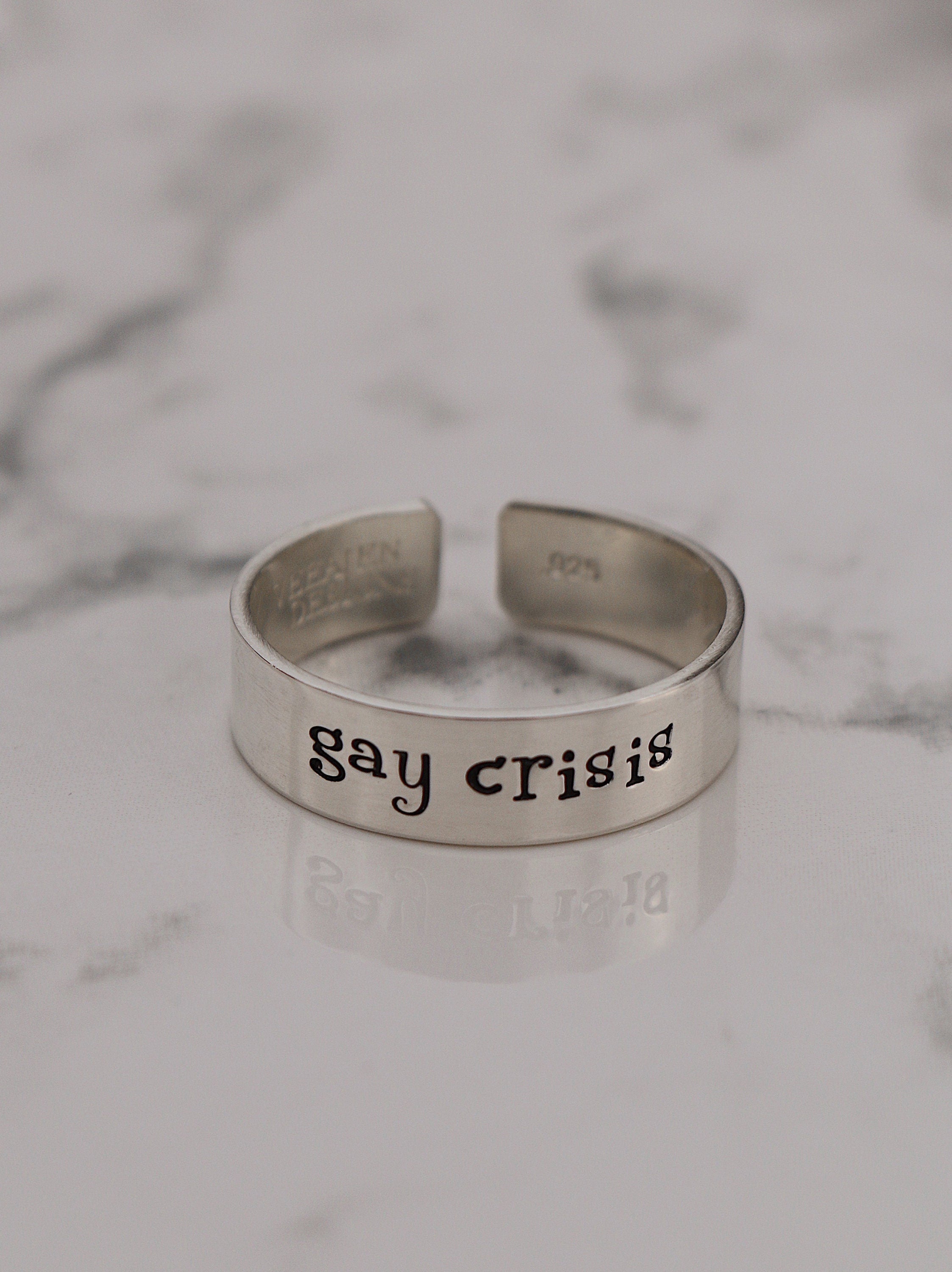 Gay Crisis Ring | Gay Pride Jewelry | LGBTQ Friend Gift | Pride Jewelry | LGBTQ+ Pride Ring | Funny Gay Jewelry | Sarcastic Gay Gift