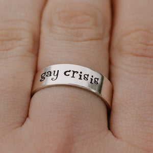 Gay Crisis Ring | Gay Pride Jewelry | LGBTQ Friend Gift | Pride Jewelry | LGBTQ+ Pride Ring | Funny Gay Jewelry | Sarcastic Gay Gift
