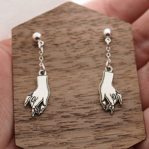Dainty Witchy Hands Sterling Silver Dangle Earrings | Best Friend Gift | Statement Earrings | Tarot Card Earrings | Mystic Jewelry