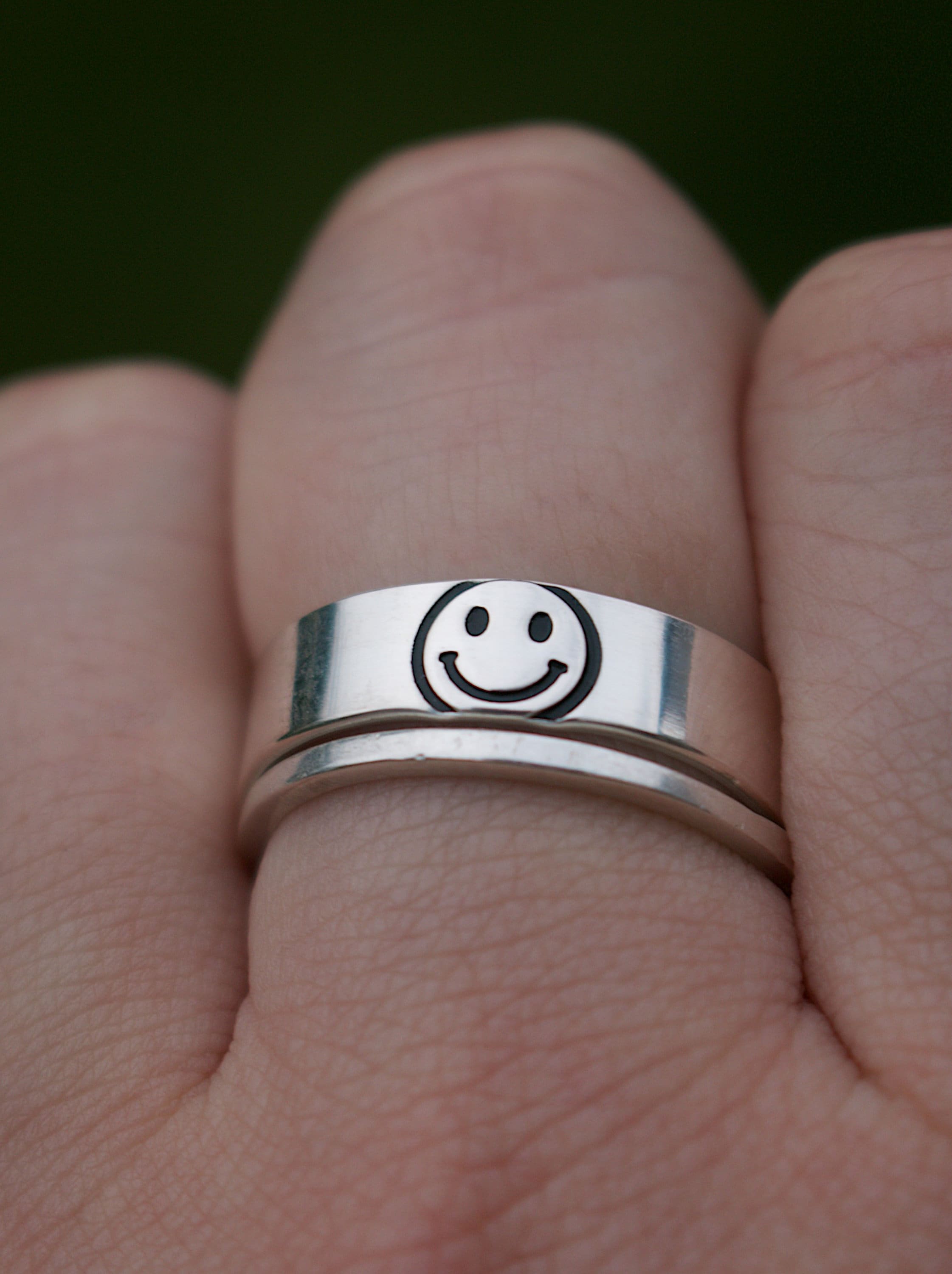 Retro Smiley Face Ring | 90s Y2K Jewelry | Friendship Rings | Best Friend Birthday Gift | Happy Face Ring | Vintage Smile Ring | Trendy Ring
