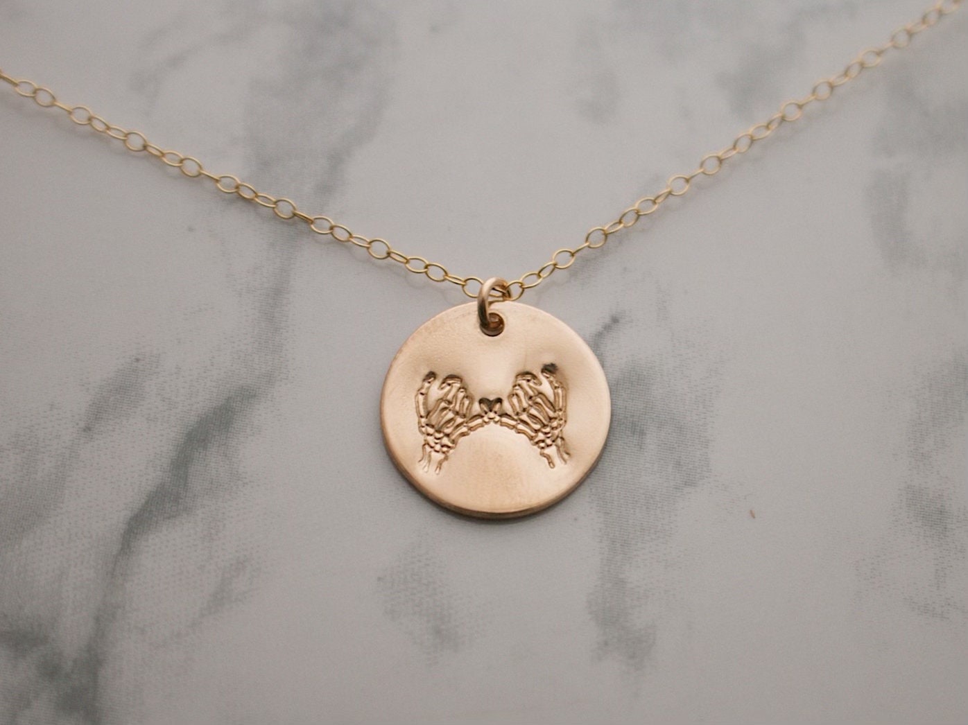 Skeleton Pinky Swear Gold Charm Necklace | Pinky Promise Necklace | Best Friend Necklace | Dainty Gold Necklace | Gold Everyday Jewelry
