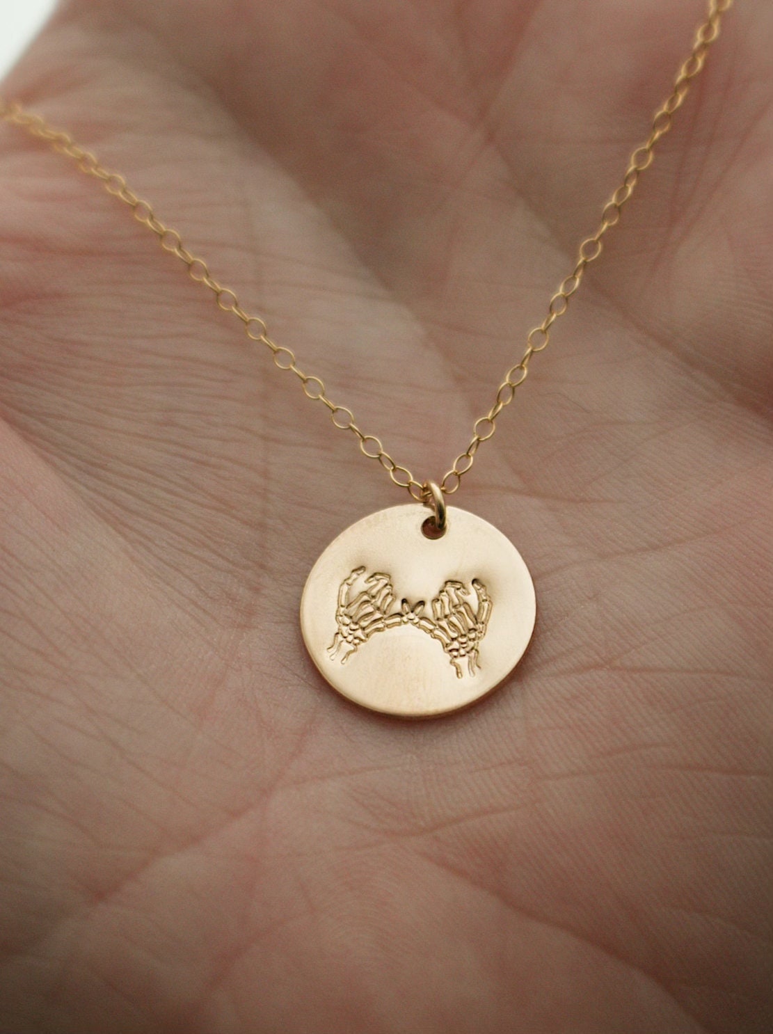 Skeleton Pinky Swear Gold Charm Necklace | Pinky Promise Necklace | Best Friend Necklace | Dainty Gold Necklace | Gold Everyday Jewelry