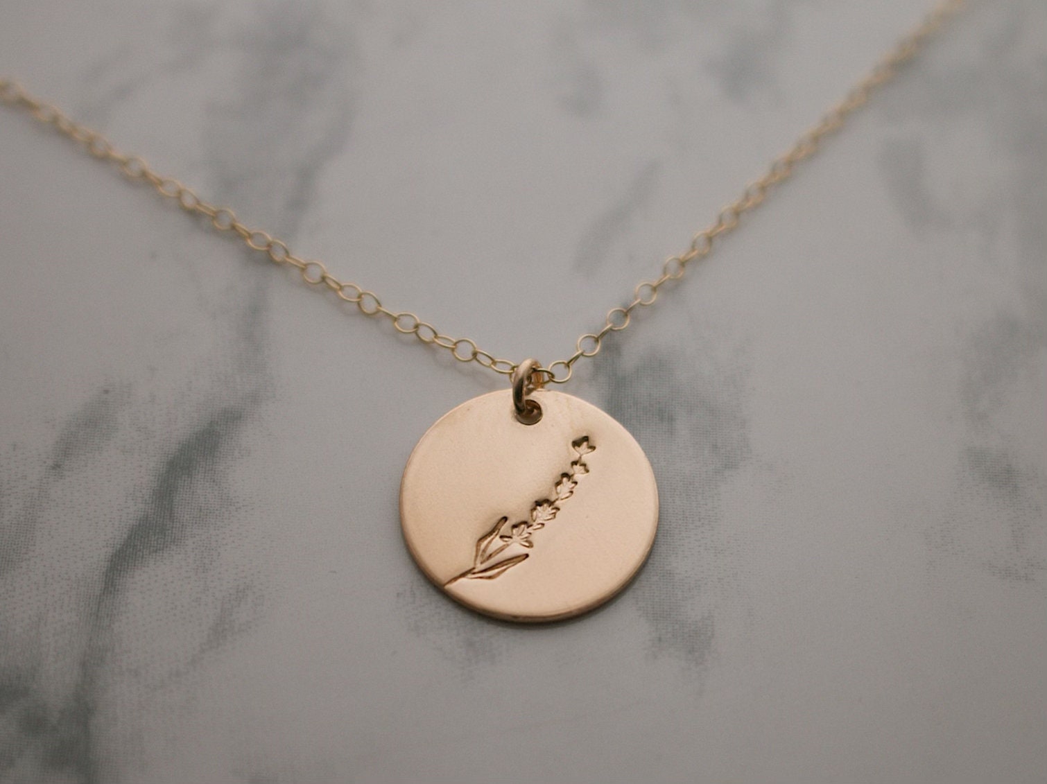 Lavender Gold Necklace | Birth Flower Jewelry | Best Friend Birthday Gift | Dainty Gold Necklace | Gold Everyday Jewelry