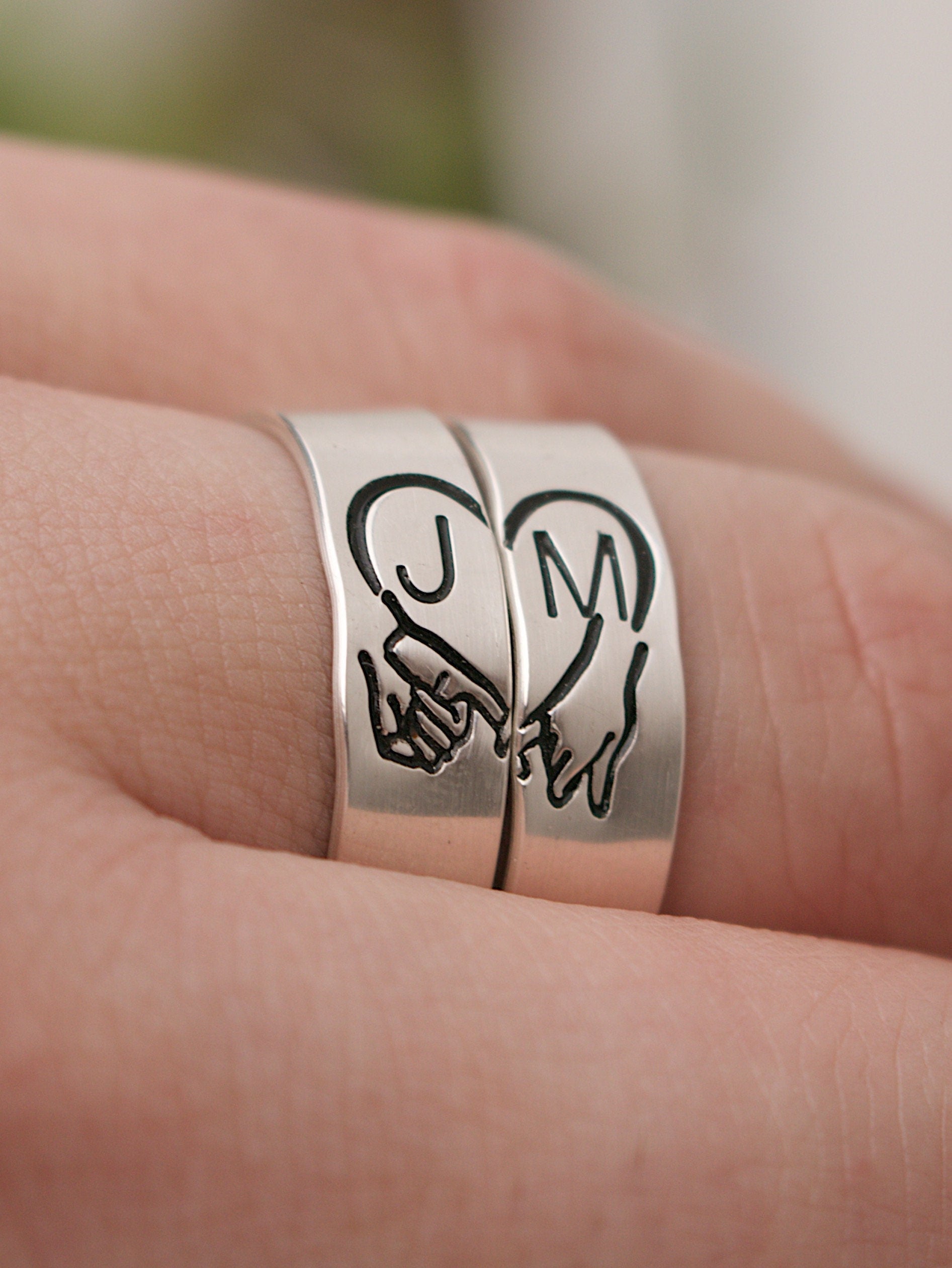 Personalized Adjustable Promise Rings For Couples In Sterling Silver