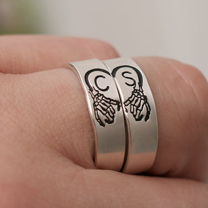 Skeleton Pinky Promise Couple Ring | Friendship Rings | Matching Ring Set | Custom Pinky Swear Initial Ring Set | Best Friend Rings Gift