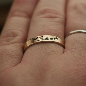 Lavender Gold Minimalist Stacking Ring | Birth Flower Ring | Wildflower | Best Friend BFFs | Dainty Gold Ring | Best Friend Birthday Gift