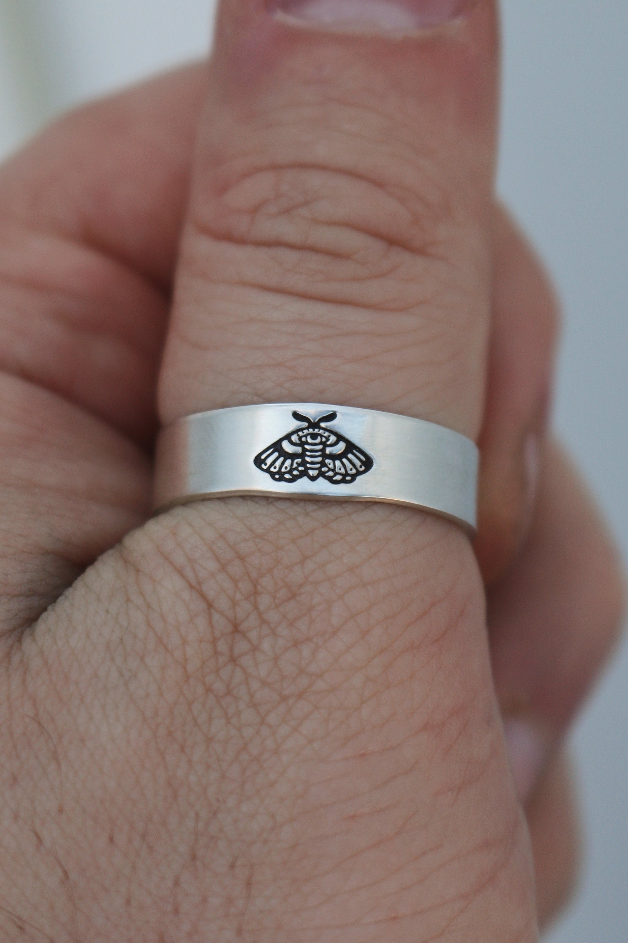 Moth Adjustable Stacking Ring | Goth Ring | Best Friend BFF | Dainty Silver Witch Ring | Halloween Skeleton | Luna Moth Jewelry