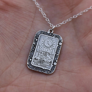 22 CARDS: Dainty Tarot Card Celestial Border Charm Necklace | Best Friend Birthday Gift | Tarot Card Necklace | Celestial Mystic Jewelry