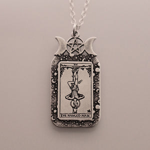 The Hanged Man Tarot Card Necklace | Best Friend Birthday Gift | Tarot Card Necklace | Celestial Triple Moon Goddess Jewelry | Witch