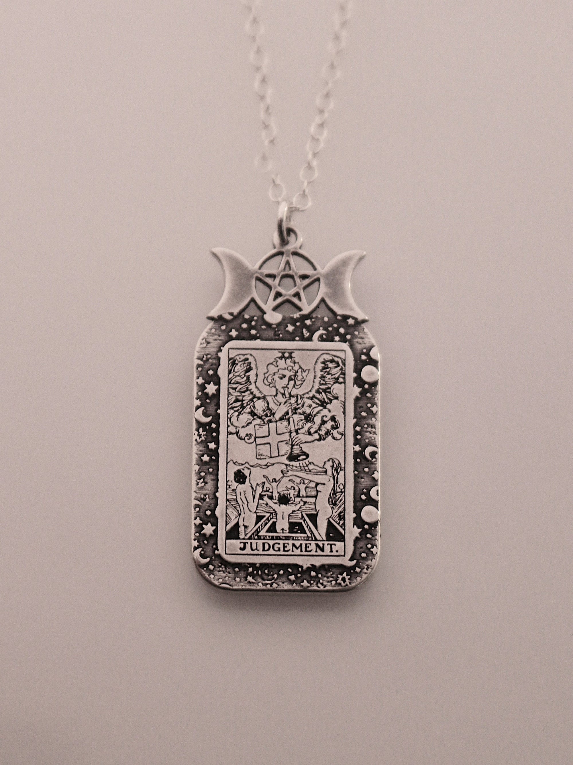 Judgement Tarot Card Necklace | Best Friend Birthday Gift | Tarot Card Necklace | Celestial Triple Moon Goddess Jewelry | Witch Necklace