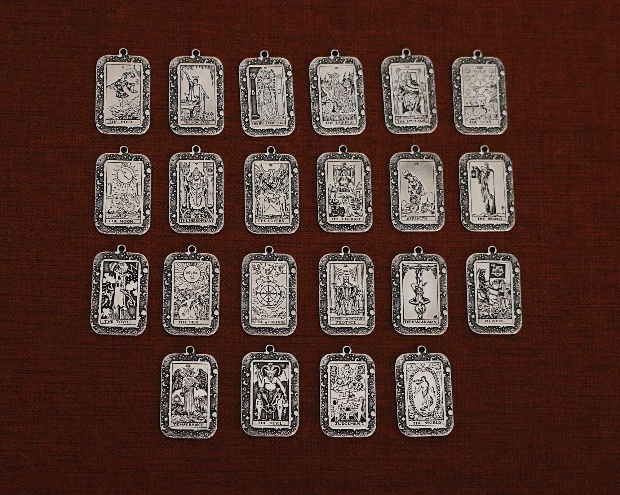 22 CARDS: Dainty Tarot Card Celestial Border Charm Necklace | Best Friend Birthday Gift | Tarot Card Necklace | Celestial Mystic Jewelry