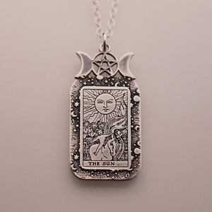 The Sun Tarot Card Necklace | Best Friend Birthday Gift | Tarot Card Necklace | Celestial Triple Moon Goddess Jewelry | Witch Necklace