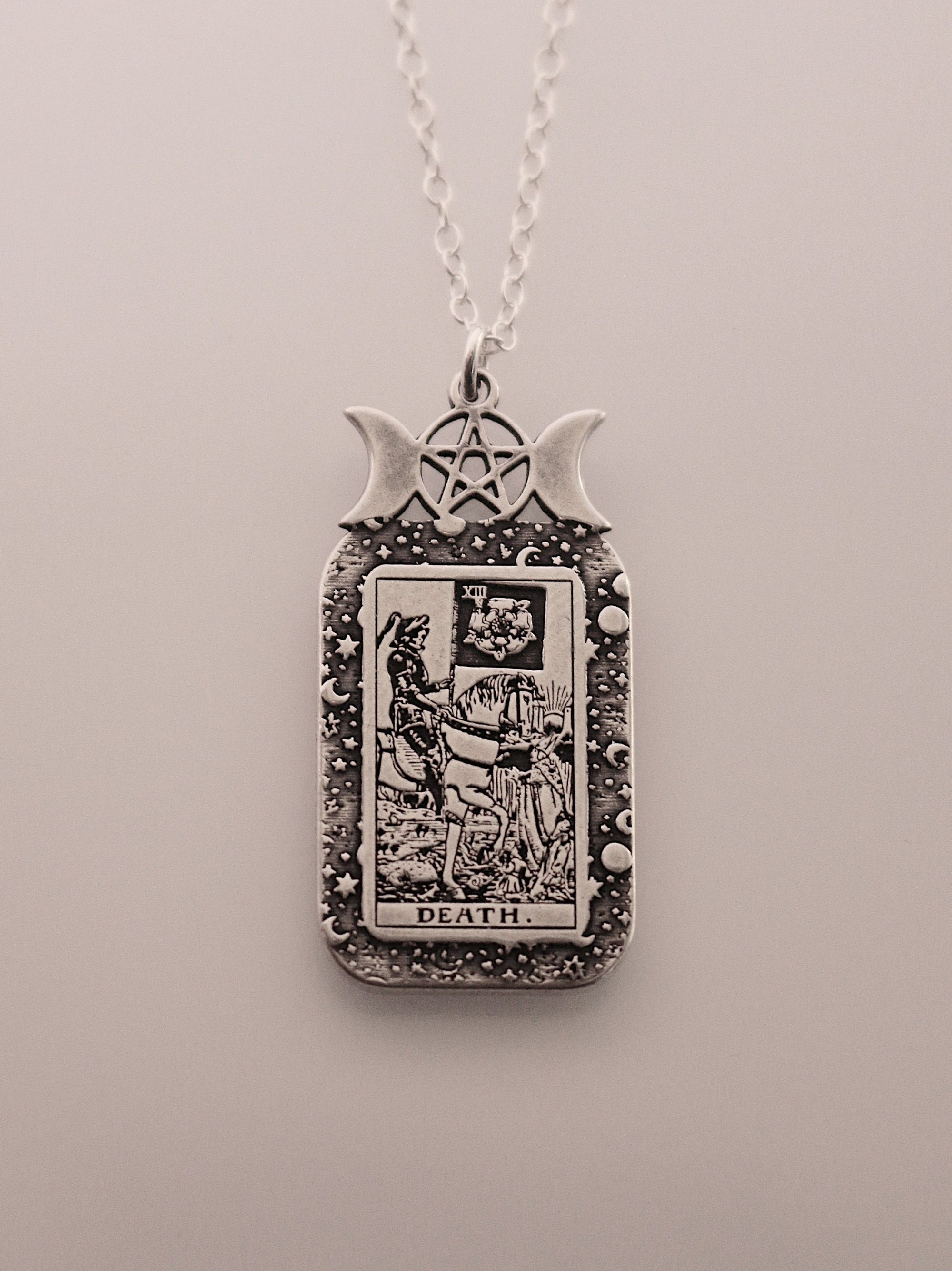 Death Tarot Card Necklace | Best Friend Birthday Gift | Tarot Card Necklace | Celestial Triple Moon Goddess Jewelry | Witch Necklace