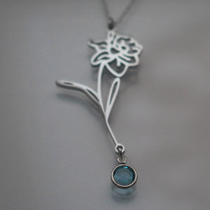 Birth Flower & Birth Stone Necklace | Best Friend Birthday Gift | Birth Month Flower | Birthday Gift for Her | Birthstone Jewelry Necklace