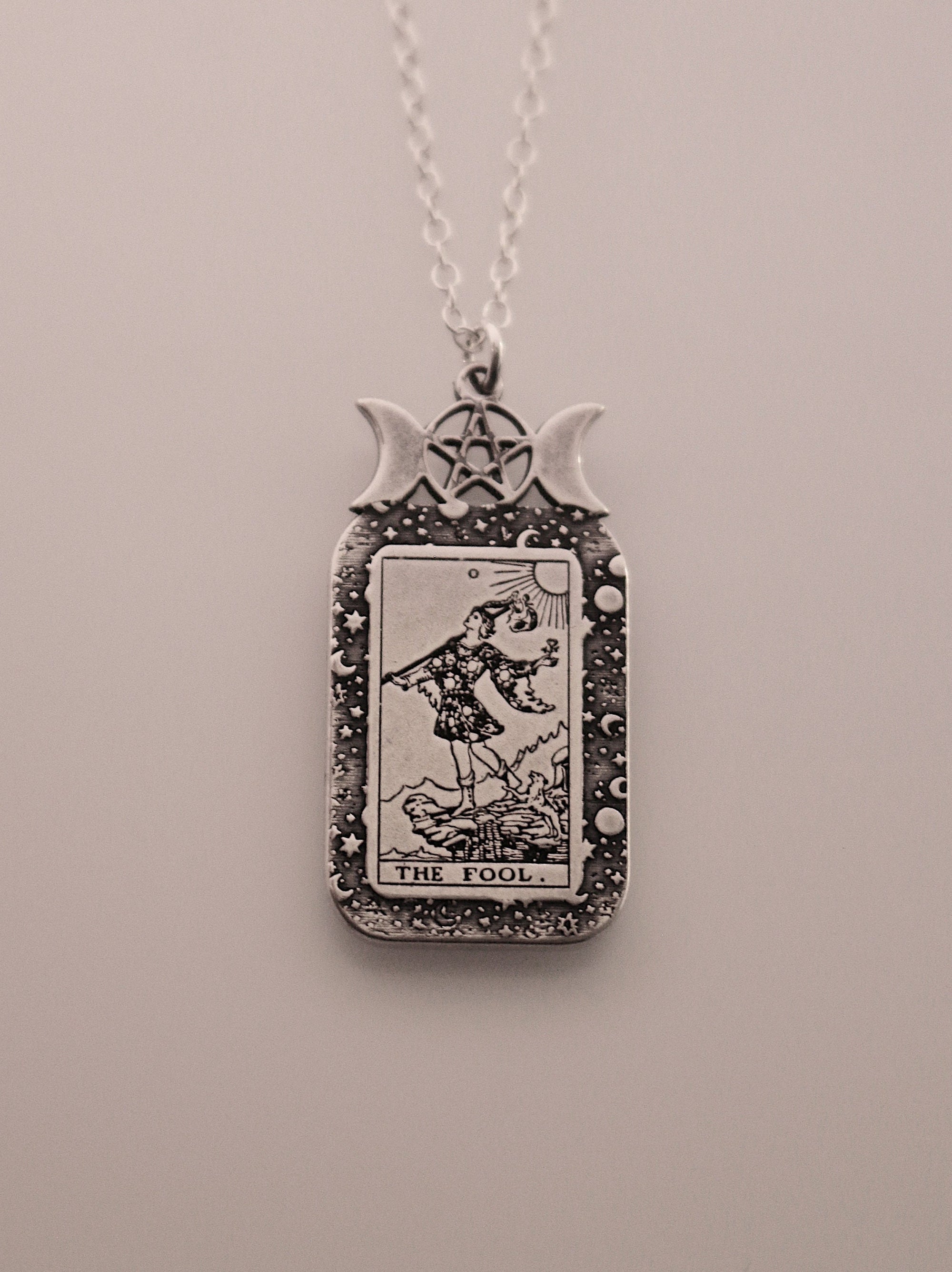 22 CARDS: Dainty Tarot Card Celestial Triple Moon Goddess Charm Necklace | Best Friend Birthday Gift | Tarot Card Necklace | Mystic Jewelry