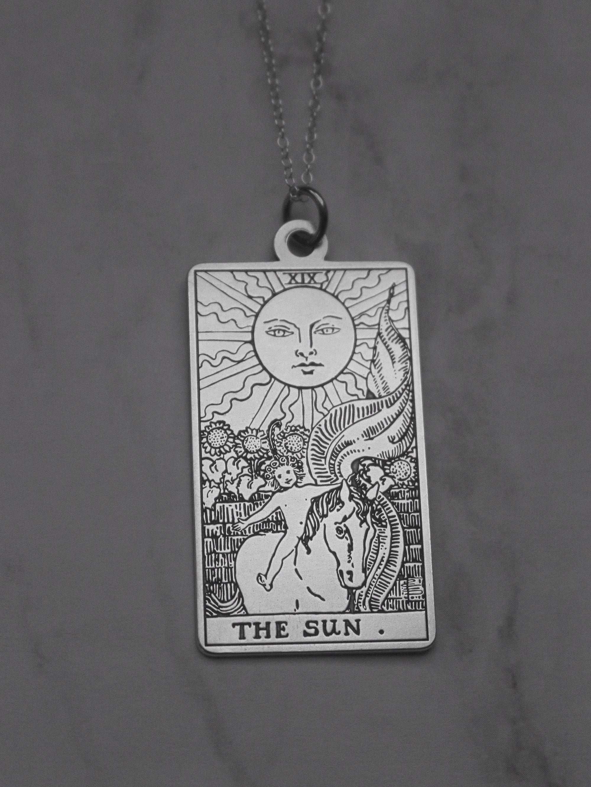 22 CARDS: Extra Large Tarot Card Necklace | Best Friend Birthday Gift | Sterling Silver Tarot Card Necklace | Celestial Mystic Witch Jewelry