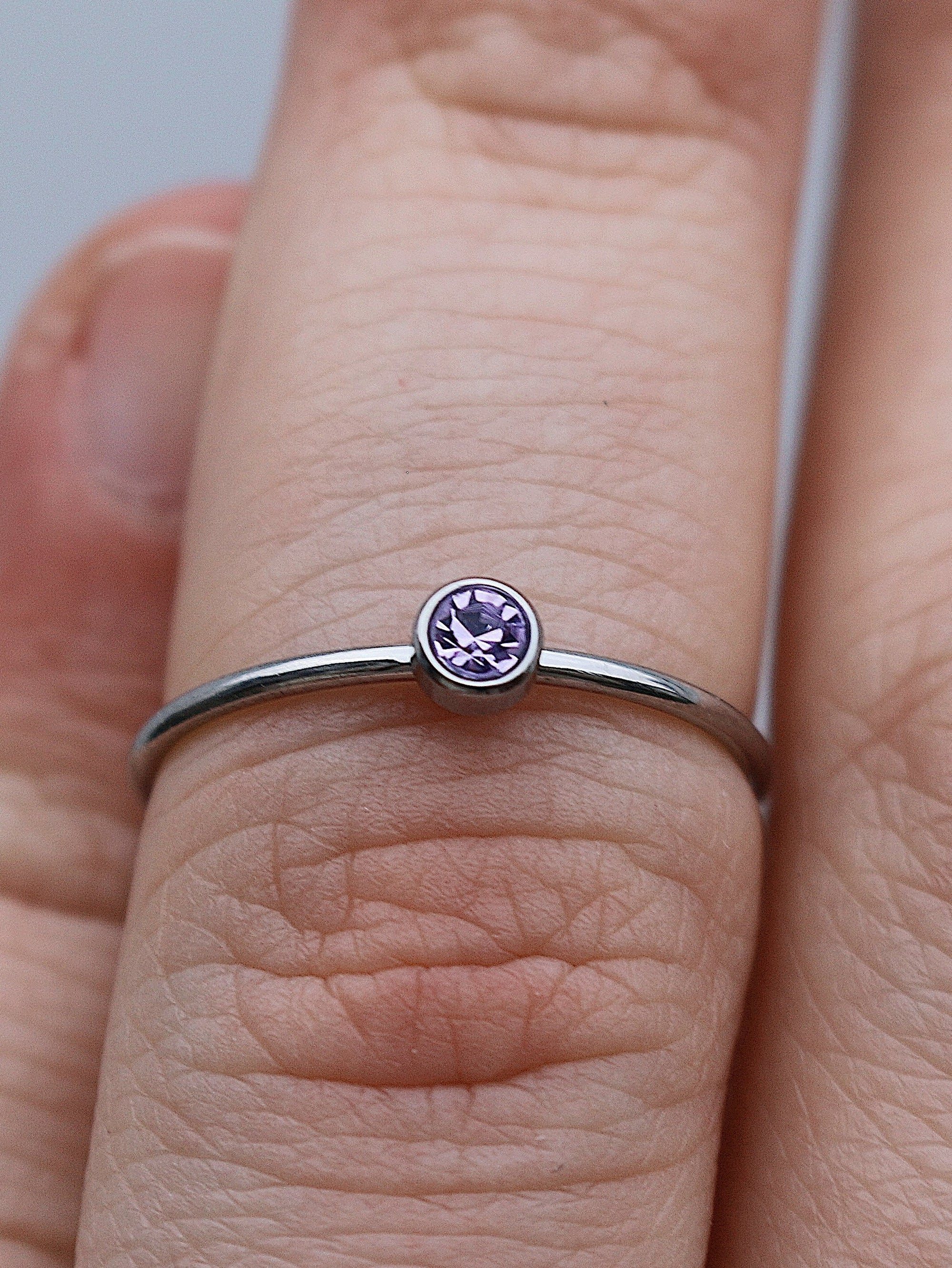 June Silver Birthstone Stacking Ring | Personalized Birth Month | Best Friend Birthday | Stackable Birth Stone Ring | Mom Crystal Stack