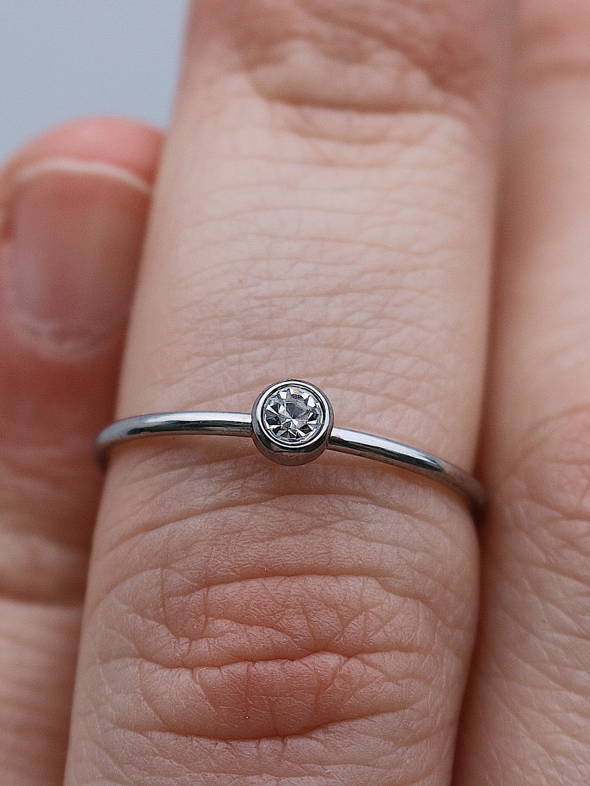 April Silver Birthstone Stacking Ring | Personalized Birth Month | Best Friend Birthday | Stackable Birth Stone Ring | Mom Crystal Stack