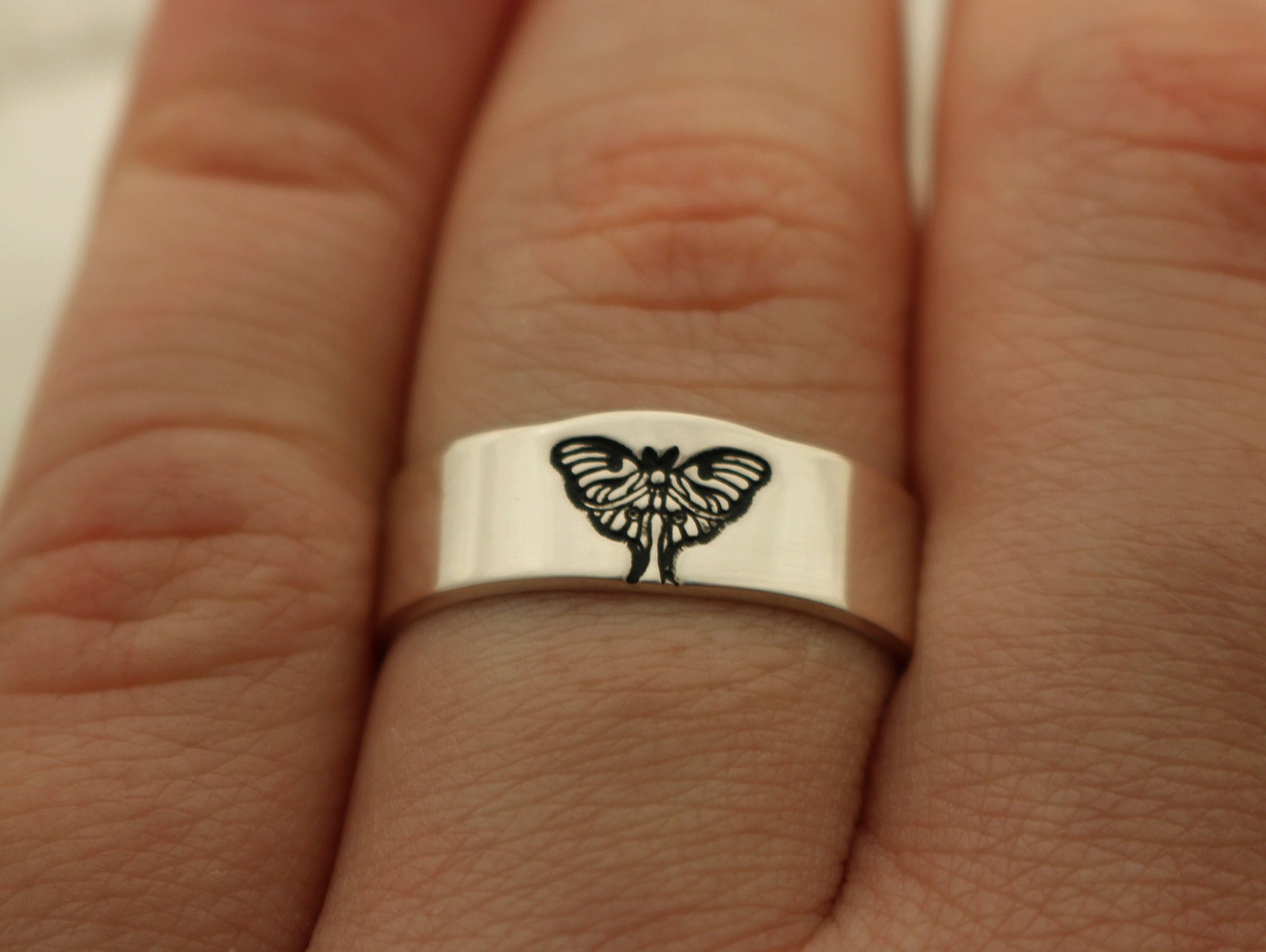 Luna Moth Stacking Ring | Goth Ring | Best Friend Birthday Gift | Dainty Silver Witch Ring | Witchcraft Jewelry | Luna Moth Jewelry