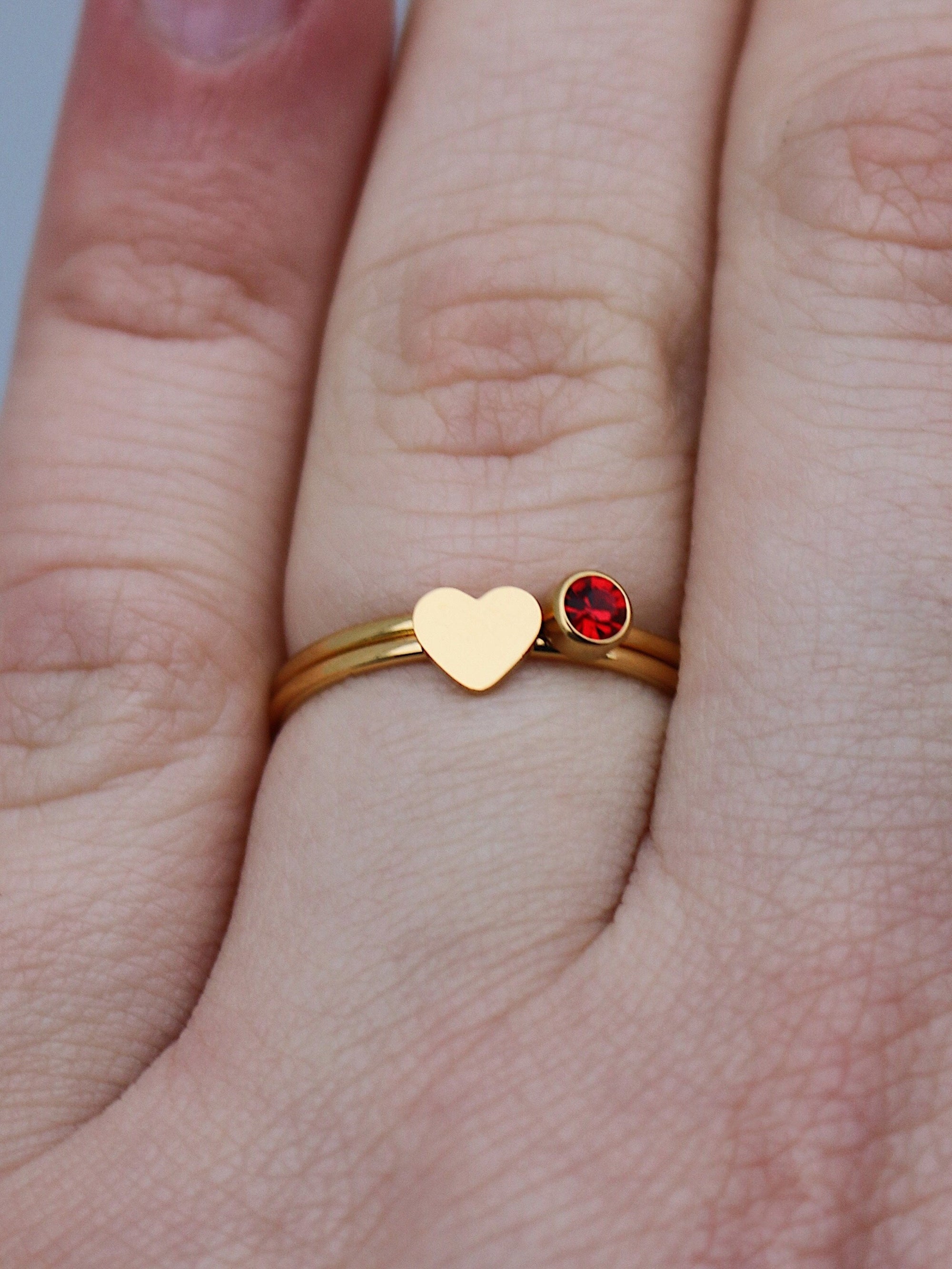 Gold Heart Stacking Ring | Tiny Heart Jewelry | Best Friend Birthday Gift | Dainty Heart Midi Ring | Cute Heart Ring | Gift for Her