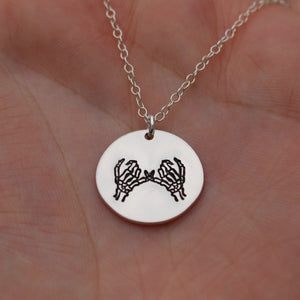 Double Skeleton Pinky Swear Silver Charm Necklace | Pinky Promise Necklace | Best Friend Necklace | Everyday Dainty Silver Necklace