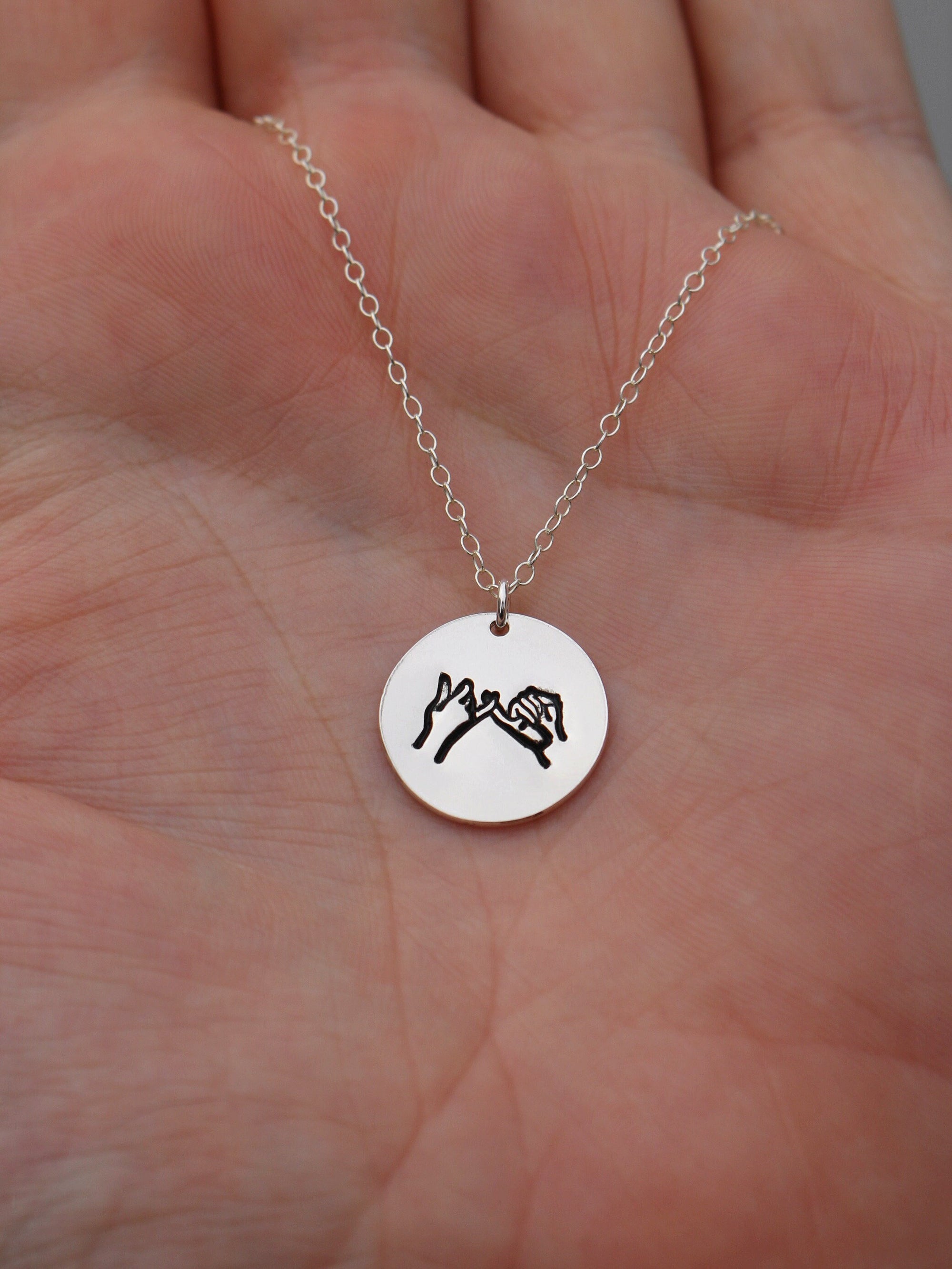 Pinky Swear Silver Charm Necklace | Pinky Promise Necklace | Best Friend Birthday Gift Necklace | Everyday Dainty Silver Necklace | Promises