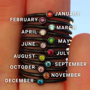 APRIL Tiny Black Stackable Birthstone Ring - 2mm Stainless Steel - Birthstone Stack - Baby - Gift for New Mom Kids - April Birth Month Ring