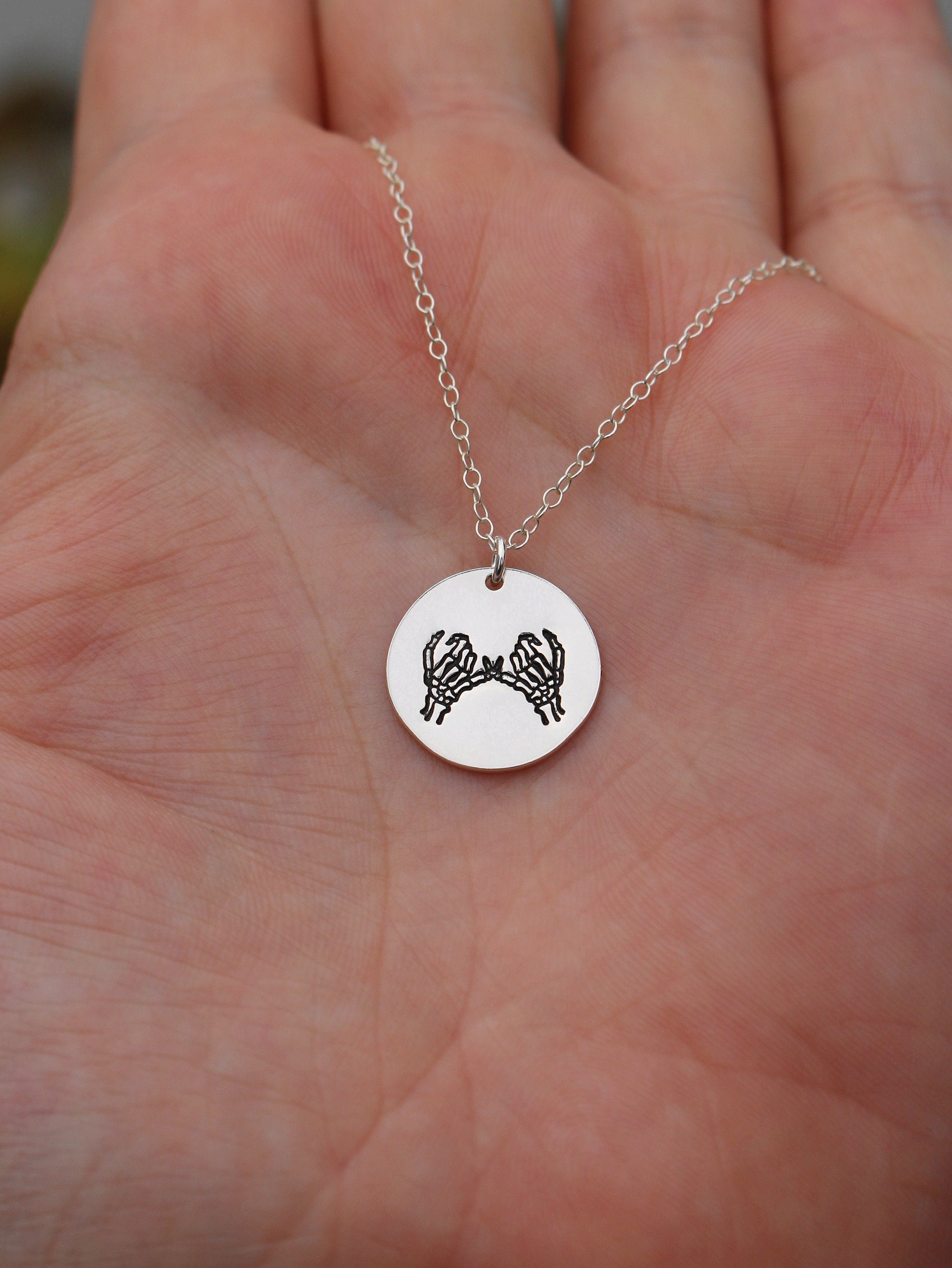 Double Skeleton Pinky Swear Silver Charm Necklace | Pinky Promise Necklace | Best Friend Necklace | Everyday Dainty Silver Necklace