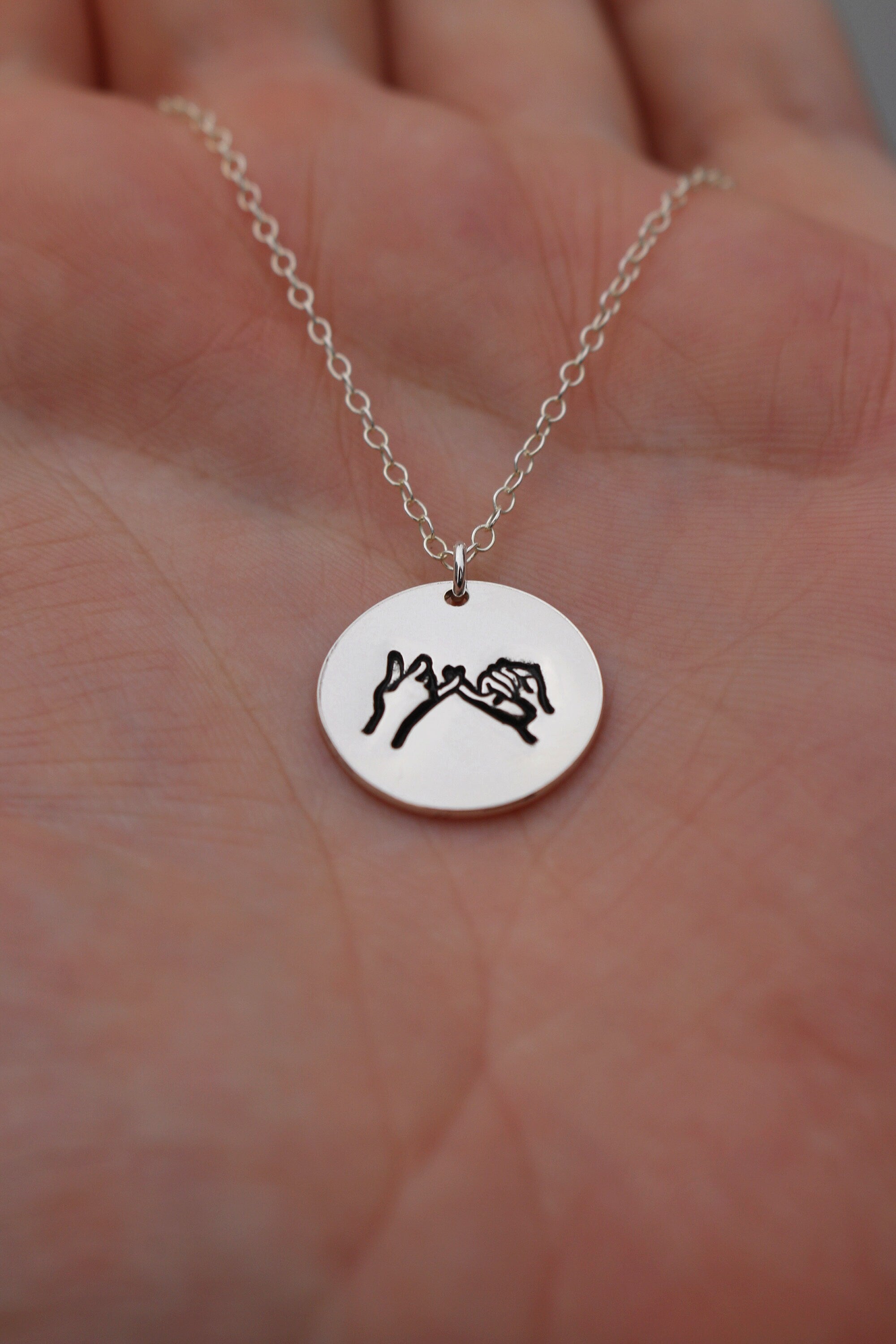 Pinky Swear Silver Charm Necklace | Pinky Promise Necklace | Best Friend Birthday Gift Necklace | Everyday Dainty Silver Necklace | Promises