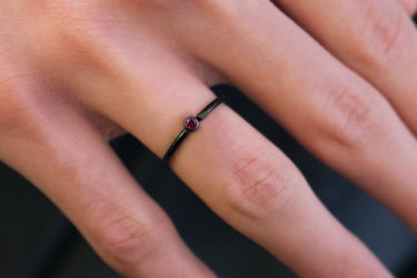 JULY Tiny Black Stackable Birthstone Ring - 2mm Stainless Steel - Birthstone Stack - Baby - Gift for New Mom Kids - July Birth Month Ring
